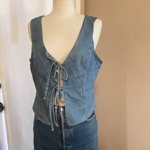 NWT Thirty/Thirty Light Denim Tie Front Vest